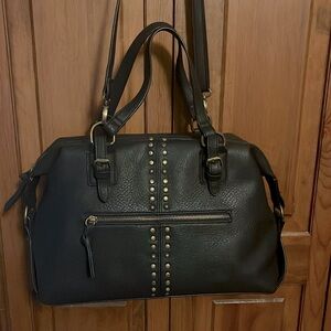 Bueno black medium size satchel with removable adjustable crossbody strap